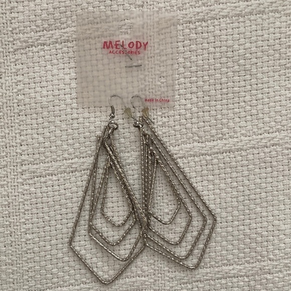 Melody Accessories Layered Drop Earrings Silver Tone - Picture 1 of 2